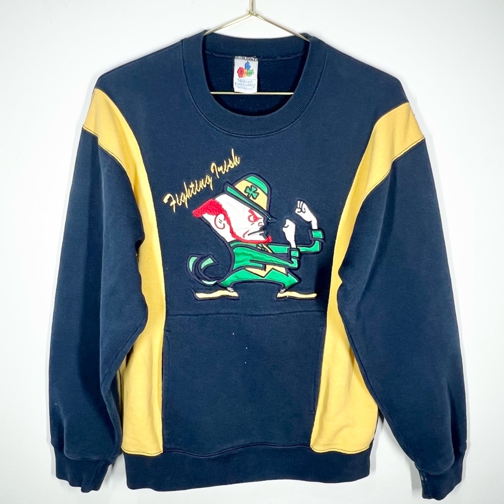 VTG Midwest Embroidery Notre Dame Fighting Irish Crewneck Sweatshirt Medium